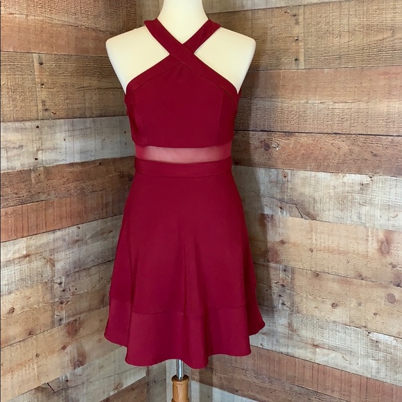 Emerald Sundae Dresses & Skirts - EMERALD SUNDAE Maroon Halter Party Dress Y2K